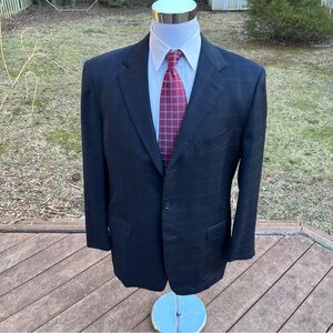 Ermenegildo Zegna Suit NAVY 44R Wool 36Wx29 Switzerland Dual Vent Pleats Cuffed